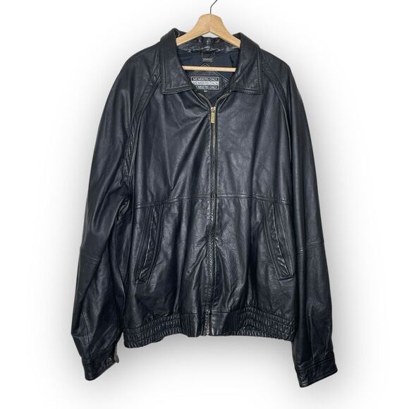 Vintage Members Only Leather Jacket Black Aviator Flight Bomber Men’s XXL Tall - Picture 1 of 12